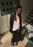 STRAP LAYERED WRAP SKIRT