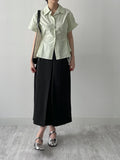 [short-sleeve ver] Ribbon Poplin Loose Fit Shirt