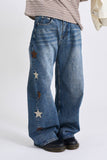 Star side patch denim pants