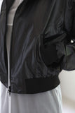 Tone satin crop zip-up