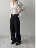 [non-fade/unisex] Rainy Semi Wide Denim Pants
