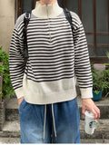 Banker Stripe Half Zip-Up Knit