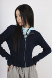 Basic ribbed knit zip-up