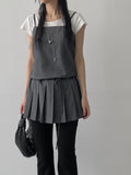Striped Pleated Bustier One-Piece