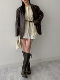 [unisex] Crack Single Leather Over Fit Jacket
