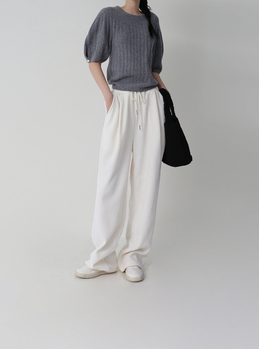 【THE MOZZ】Ellen Banding Wide Pants THE MOZZ (ザモズ) - エレンバンディングワイドパンツ / Ellen
