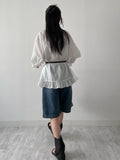 Frill Stripe Loose Fit Blouse
