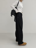 [unisex] Back pin tuck wide denim pants