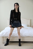 Damage Sleeveless Cardigan Set
