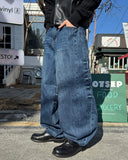 Round denim pants