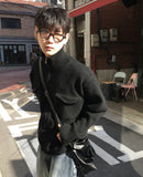 Baiwon Flap High Neck Knit Zip-Up