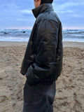 West High Neck Leather Bomber