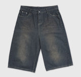 Leewoo denim bermuda pants