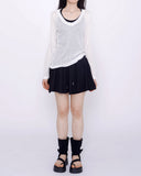 Feminine 3 PCS T-shirt + Sleeveless top + Banding Skirt Shorts Set
