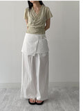 Frill Wrap Short Sleeve Blouse