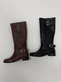 Horse Buckle Long Boots