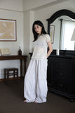 Rib lace knit top