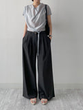 [Summer ver.] T-shirt with double-pleated long wide slacks