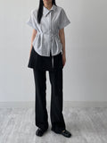 Paper Unbalanced Strap Short Sleeve Blouse