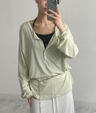 Henley Neck Over Fit Sweatshirt T-Shirts
