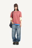 Striped cropped cutoff t-shirt