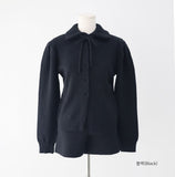 Deep collar knit + pants set