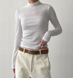 Half Moon Ribbed Half-Pola T-Shirt