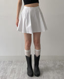 [Pants Lining!] Pin Tuck Flare Mini Skirt