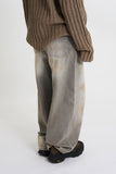 Dusty grain wide denim pants