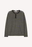 Striped Henley neck long sleeve knit