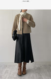 Matte Leather Flare Long Skirt