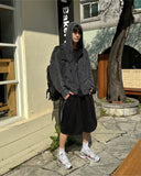 Here washing hood knit zip-up