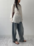 Stone cat brush wide denim pants