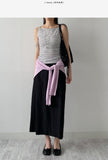 Tencel Striped Boat Neck Sleeveless