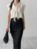 Lara Tweed Belted H-Line Long Skirt