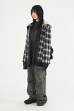 Wool sleeve snap flannel hood shirt