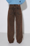 wide brown washing denim