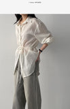 Rollin Belted Loose-Fit Long Blouse