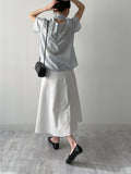 Pleated Tie Short Sleeve Blouse