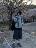 Wave Incision Color Matching Windbreaker