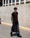 Henryneck Rib Knit Short Sleeve Tee