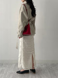 High-neck belted half trench coat