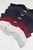 1+1) Brushed basic crop t-shirt