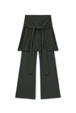 TWO-TONE LAYERED TIED SKIRT PANTS