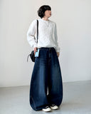 Label Snap Balloon Denim Pants