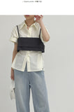 Poplin Two-Way Loose Fit Short Sleeve Shirt