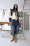 suede shirring boots