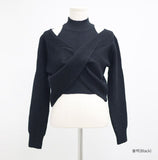 Merel Half-Neck Halter Off-Shoulder Knit Set