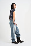 Flower Sheer Button T-shirt