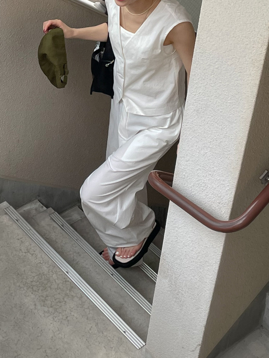 【INCHANT ME】Luev Strap Nylon Wide Pants INCHANT ME(インチャントミー) - ルエブストラップナイロン